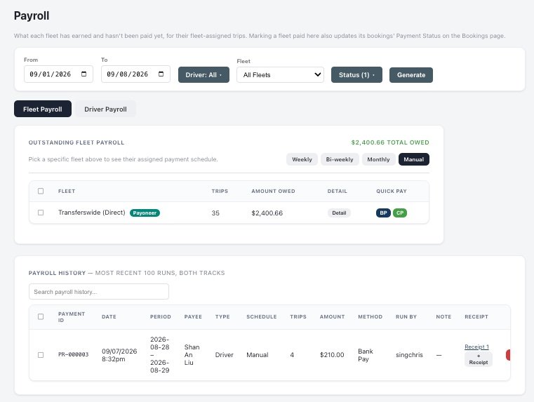 Payroll and fleets